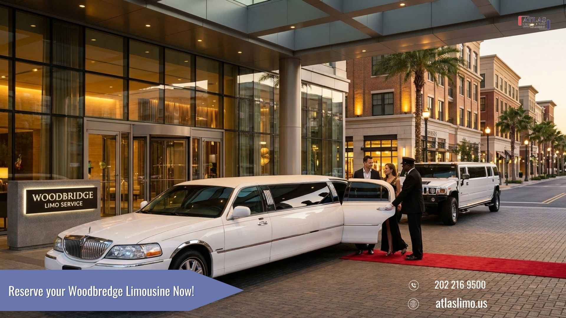 Luxury black stretch limousine providing professional Woodbridge limo service in Virginia